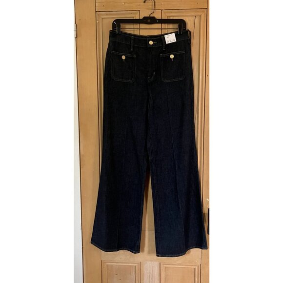 J.Crew Womens '96 Dark Denim Sailor Wide Leg Trouser Jeans Size 28 Blue AN NWT - Picture 8 of 12